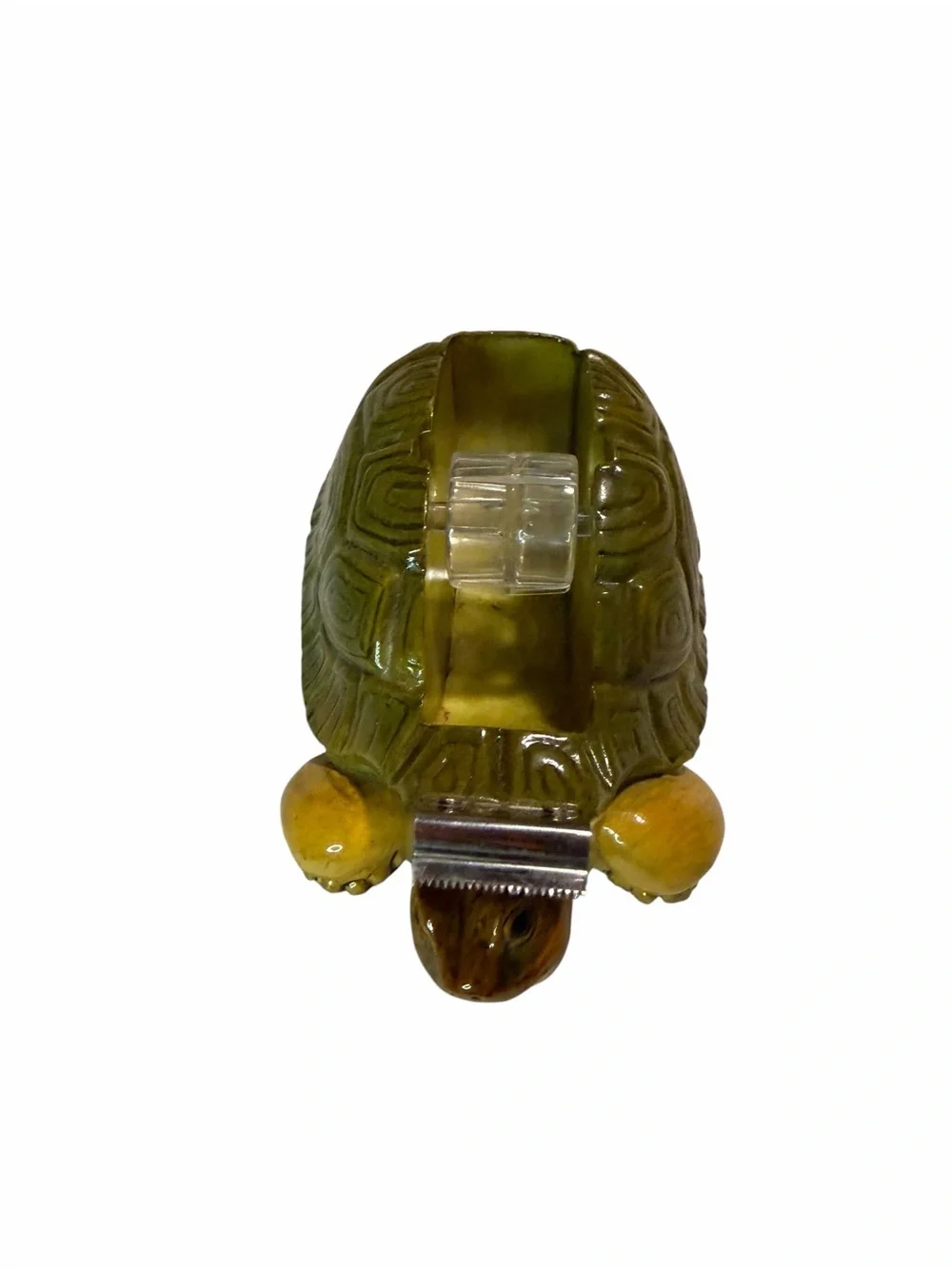 Vintage Green & Yellow Ceramic Turtle Tape Dispenser